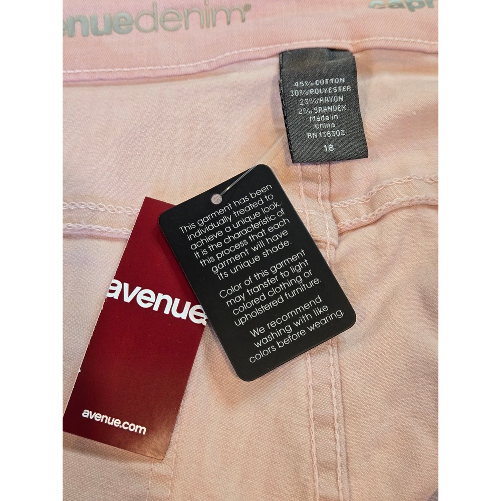 Avenue Women's Denim‎ Cropped Wide Leg Capri Jeans with Slits Pink Size 18 - Picture 4 of 13